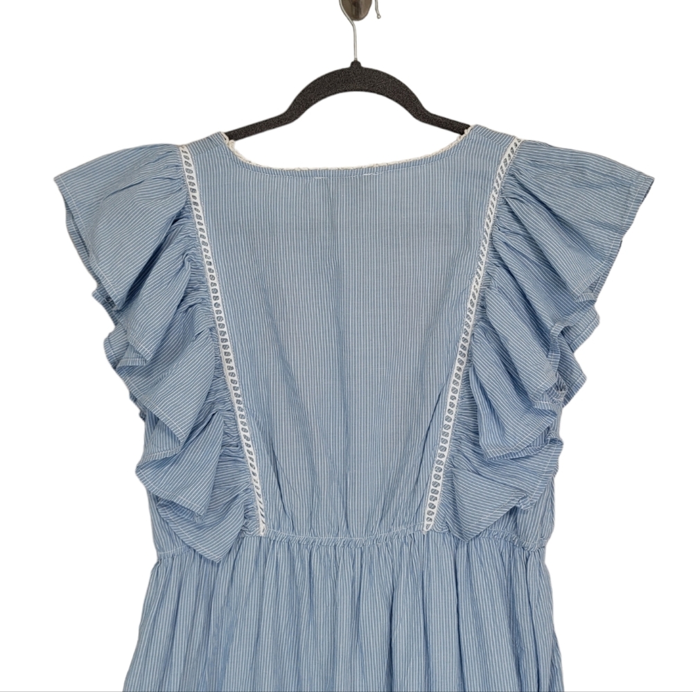 🎄SALE🎄Barok Paris Stripe Embroidered Cotton Maxi Dress - Picture 5 of 8